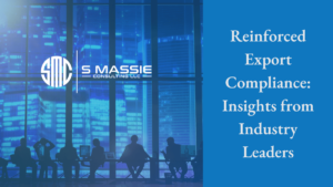 Article title card: "Reinforced Export Compliance: Insights from Industry Leaders"